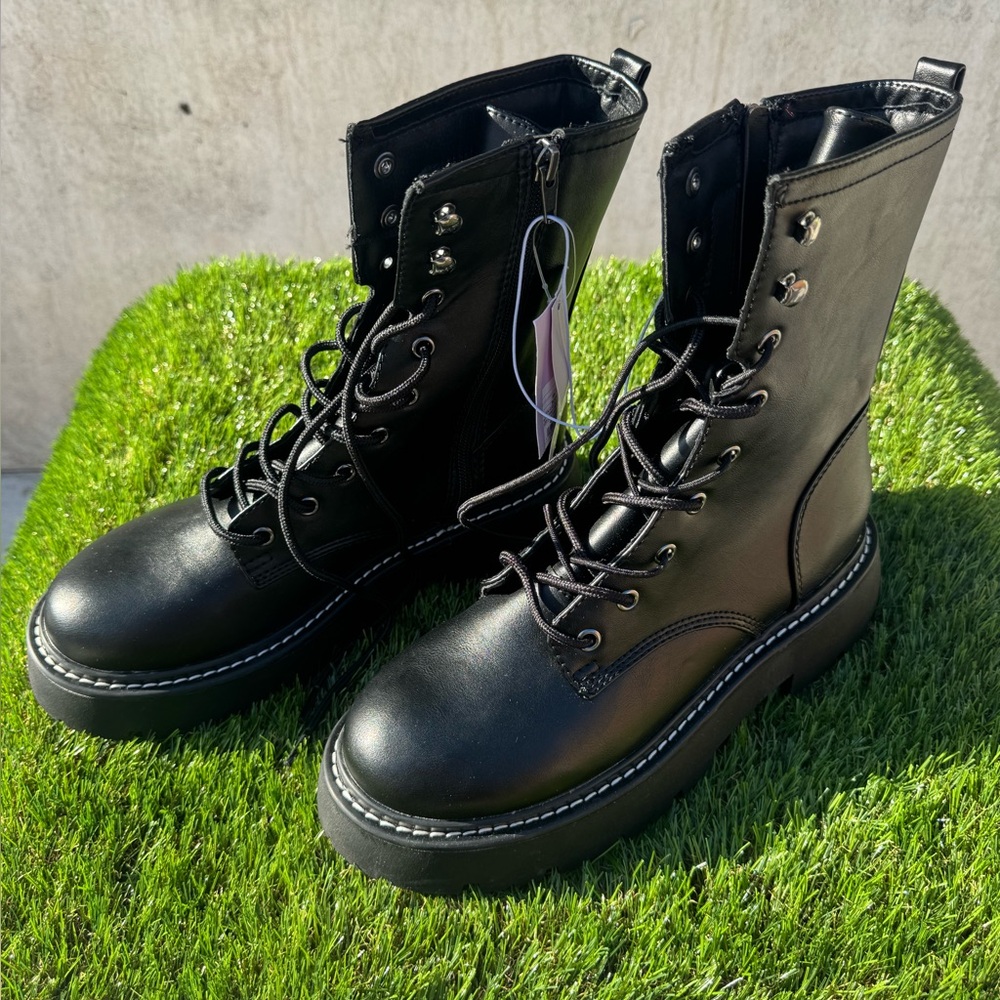 Wild Fable Black Combat Moto Boots